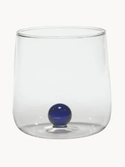 Hot zafferano Verres à eau artisanaux Bilia, 6 pièces Transparent, bleu foncé