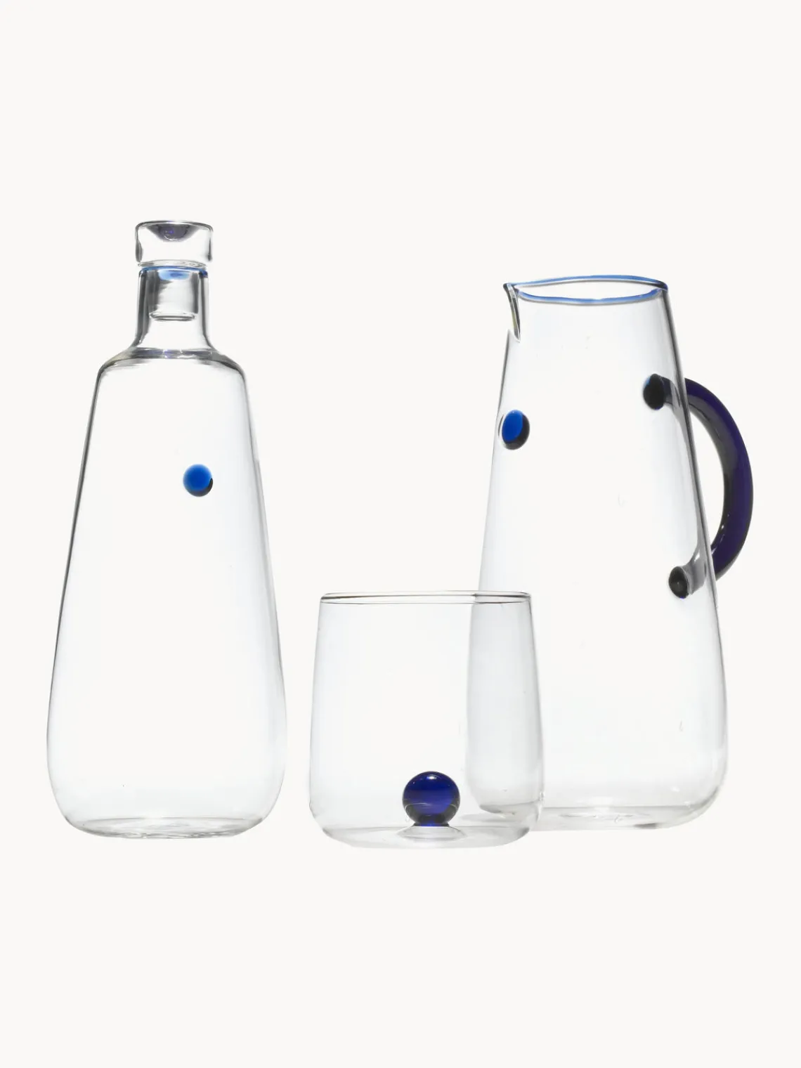 Hot zafferano Verres à eau artisanaux Bilia, 6 pièces Transparent, bleu foncé