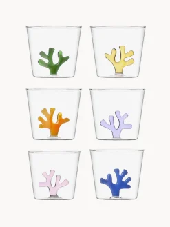 Clearance ICHENDORF Verres à eau artisanaux Coral Reef, 6 élém.