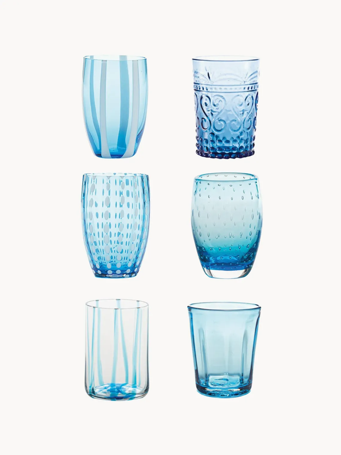 Hot zafferano Verres à eau artisanaux Melting, 6 élém.