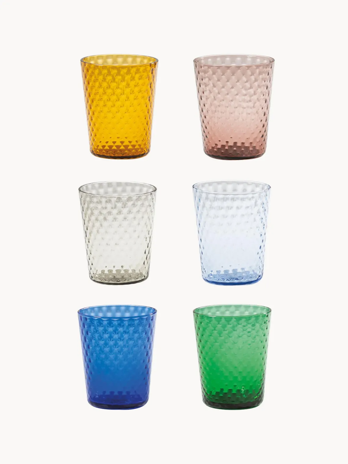 Fashion zafferano Verres à eau artisanaux Veneziano, 6 élém.