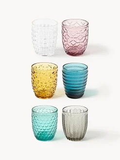 New Villa D'Este Home Tivoli Verres à eau avec embossage décoratif Geometrie, 6 élém.