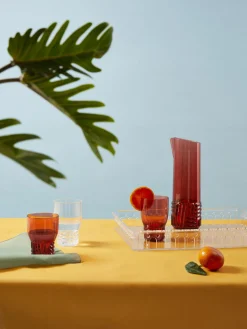 Hot Kartell Verres à eau avec surface texturée Trama, 4 pièces Rouge corail, transparent