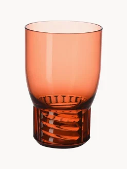 Hot Kartell Verres à eau avec surface texturée Trama, 4 pièces Rouge corail, transparent