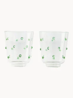 Online Pols Potten Verres à eau en verre borosilicate soufflé bouche Nob, 2 pièces Transparent, vert