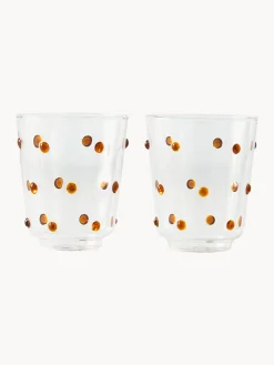 Best Pols Potten Verres à eau en verre borosilicate soufflé bouche Nob, 2 pièces Transparent, brun clair