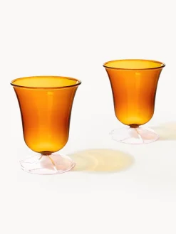 Online &k Amsterdam Verres à eau faits main en verre borosilicaté Eve, 2 pièces Orange, rose pâle transparent