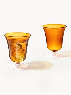 Online &k Amsterdam Verres à eau faits main en verre borosilicaté Eve, 2 pièces Orange, rose pâle transparent