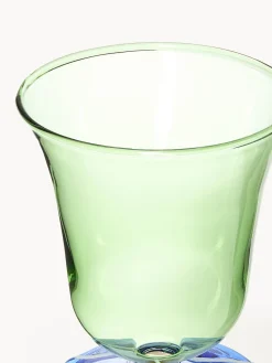 Sale &k Amsterdam Verres à eau faits main en verre borosilicaté Eve, 2 pièces Vert clair, bleu transparent