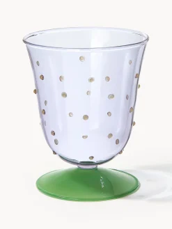 Fashion &k Amsterdam Verres à eau faits main en verre borosilicaté Dot, 2 pièces Lavande transparent, vert