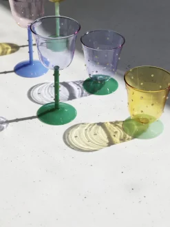 Fashion &k Amsterdam Verres à eau faits main en verre borosilicaté Dot, 2 pièces Lavande transparent, vert