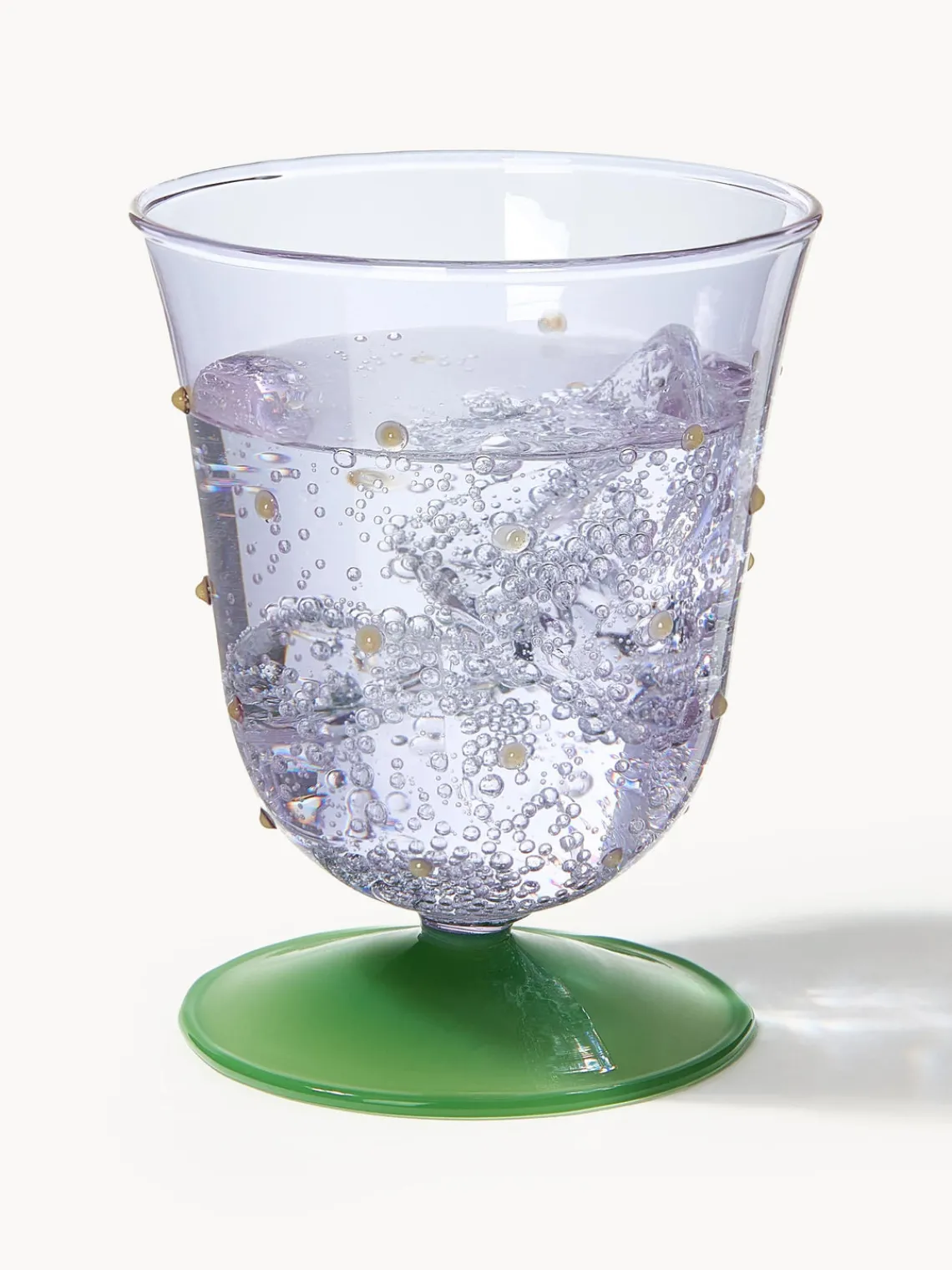 Fashion &k Amsterdam Verres à eau faits main en verre borosilicaté Dot, 2 pièces Lavande transparent, vert