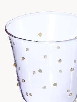 Fashion &k Amsterdam Verres à eau faits main en verre borosilicaté Dot, 2 pièces Lavande transparent, vert