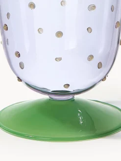 Fashion &k Amsterdam Verres à eau faits main en verre borosilicaté Dot, 2 pièces Lavande transparent, vert