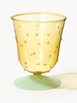 Online &k Amsterdam Verres à eau faits main en verre borosilicaté Dot, 2 pièces Jaune pâle transparent, vert clair