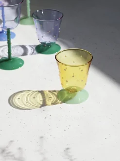 Online &k Amsterdam Verres à eau faits main en verre borosilicaté Dot, 2 pièces Jaune pâle transparent, vert clair