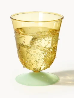 Online &k Amsterdam Verres à eau faits main en verre borosilicaté Dot, 2 pièces Jaune pâle transparent, vert clair