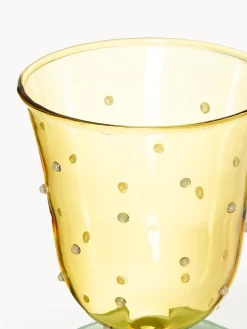 Online &k Amsterdam Verres à eau faits main en verre borosilicaté Dot, 2 pièces Jaune pâle transparent, vert clair