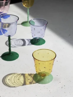Online &k Amsterdam Verres à eau faits main en verre borosilicaté Dot, 2 pièces Jaune pâle transparent, vert clair