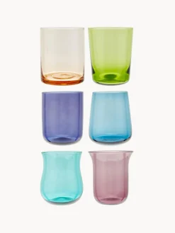 Hot Bitossi Home Verres à eau soufflés bouche Diseguale, 6 élém. Multicolore, transparent