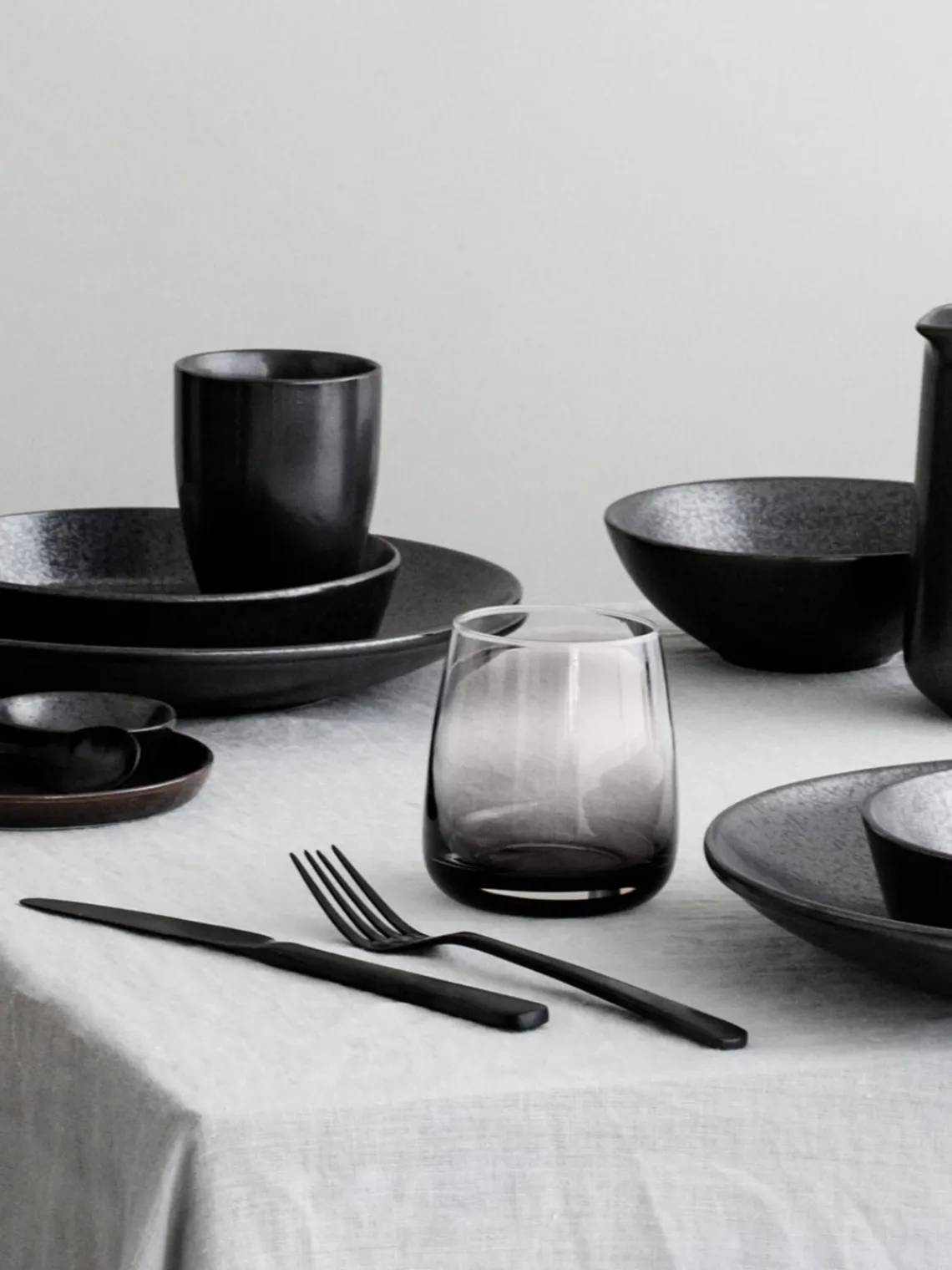 New Broste Copenhagen Verres à eau soufflés bouche Smoke, 2 pièces