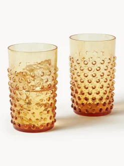 Discount ANNA VON LIPA Verres à eau soufflés bouche Hobnail, 6 pièces Orange, transparent
