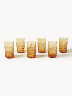 Discount ANNA VON LIPA Verres à eau soufflés bouche Hobnail, 6 pièces Orange, transparent