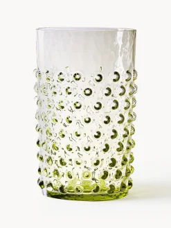 Clearance ANNA VON LIPA Verres à eau soufflés bouche Hobnail, 6 pièces Vert, transparent