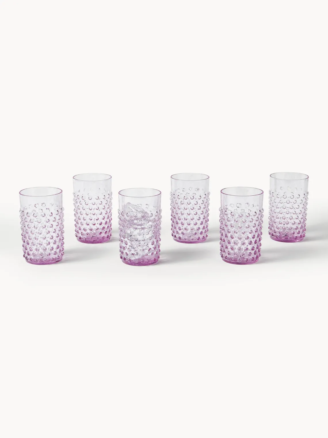 Online ANNA VON LIPA Verres à eau soufflés bouche Hobnail, 6 pièces Lilas, transparent