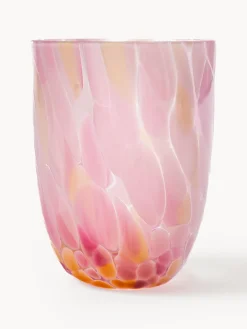 New ANNA VON LIPA Verres à eau soufflés bouche Big Confetti, 6 pièces Orange, rose pâle, rose vif, transparent