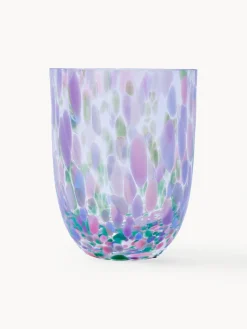 Best ANNA VON LIPA Verres à eau soufflés bouche Big Confetti, 6 pièces Lilas, rose, bleu, transparent