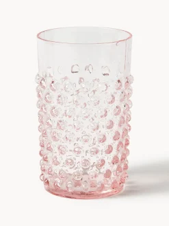 Hot ANNA VON LIPA Verres à eau soufflés bouche Hobnail, 6 pièces Rose, transparent