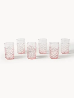 Hot ANNA VON LIPA Verres à eau soufflés bouche Hobnail, 6 pièces Rose, transparent