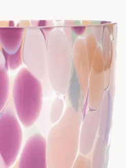 Online ANNA VON LIPA Verres à eau soufflés bouche Big Confetti, 6 pièces Pêche, lilas, rose pâle, transparent