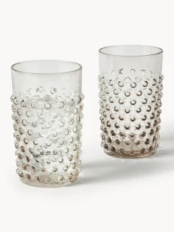 Hot ANNA VON LIPA Verres à eau soufflés bouche Hobnail, 6 pièces Grège, transparent