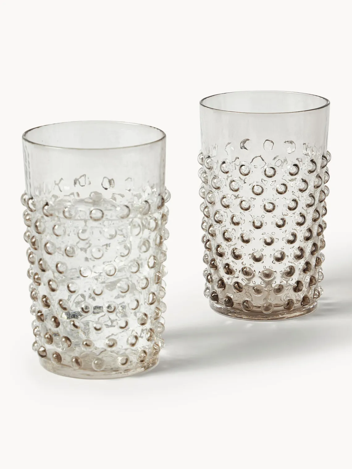 Hot ANNA VON LIPA Verres à eau soufflés bouche Hobnail, 6 pièces Grège, transparent