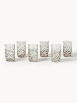 Hot ANNA VON LIPA Verres à eau soufflés bouche Hobnail, 6 pièces Grège, transparent