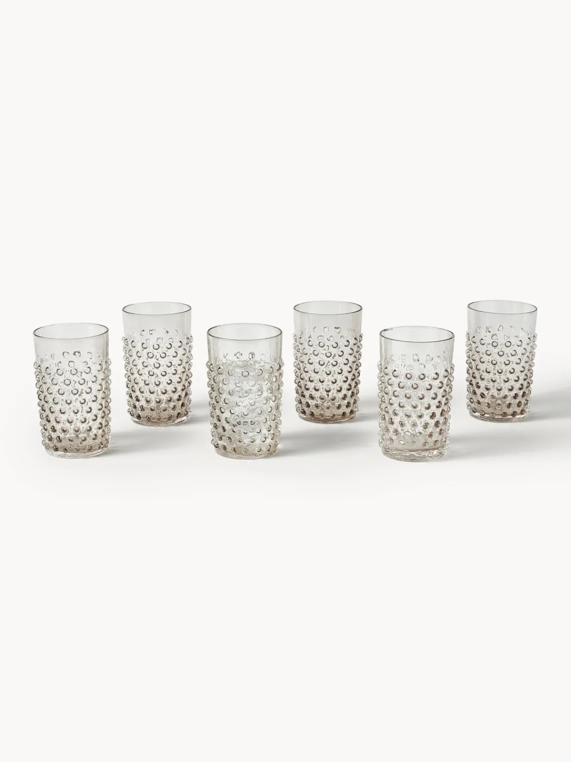 Hot ANNA VON LIPA Verres à eau soufflés bouche Hobnail, 6 pièces Grège, transparent
