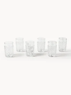 Clearance ANNA VON LIPA Verres à eau soufflés bouche Hobnail, 6 pièces Transparent