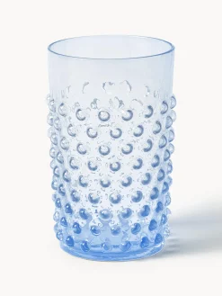 New ANNA VON LIPA Verres à eau soufflés bouche Hobnail, 6 pièces Bleu, transparent