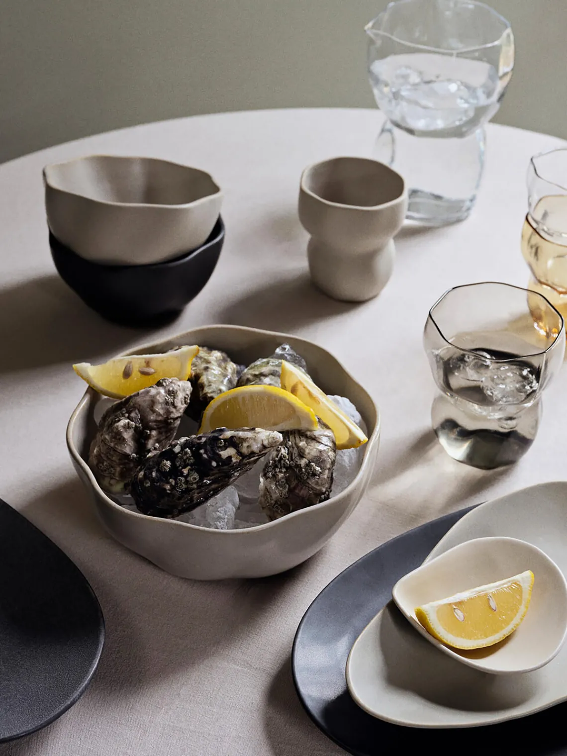 Hot Broste Copenhagen Verres à eau soufflés bouche Limfjord, 4 pièces Gris, transparent