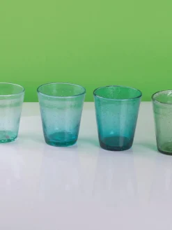 Online Villa D'Este Home Tivoli Verres à eau soufflés bouche avec bulles d'air Cancun, 6 élém. Tons turquoise et verts, transparent