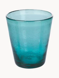 Online Villa D'Este Home Tivoli Verres à eau soufflés bouche avec bulles d'air Cancun, 6 élém. Tons turquoise et verts, transparent