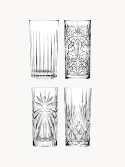 Fashion RCR Verres à long drink en cristal avec embossage décoratif Bichiera, 4 élém.