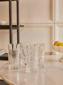 Fashion RCR Verres à long drink en cristal avec embossage décoratif Bichiera, 4 élém.
