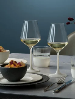 Sale Villeroy & Boch Verres à vin blanc en cristal Manufacture Rock, 4 pièces Transparent, blanc