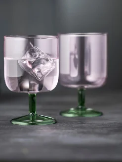 Outlet Lyngby Verres à vin en verre borosilicaté Torino, 2 pièces Rose pâle transparent, vert