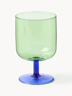 Clearance Lyngby Verres à vin en verre borosilicaté Torino, 2 pièces Vert transparent, bleu roi