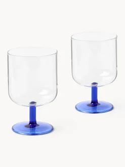 Hot Lyngby Verres à vin en verre borosilicaté Torino, 2 pièces Transparent, bleu roi