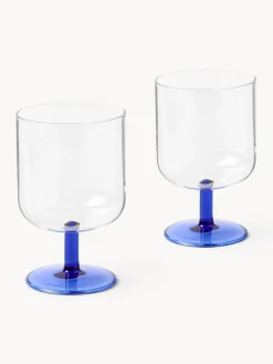 Hot Lyngby Verres à vin en verre borosilicaté Torino, 2 pièces Transparent, bleu roi